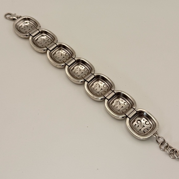 Brighton Two-Tone Swirl Medallion Link Bracelet Silver Gold Scroll Design - Picture 5 of 5